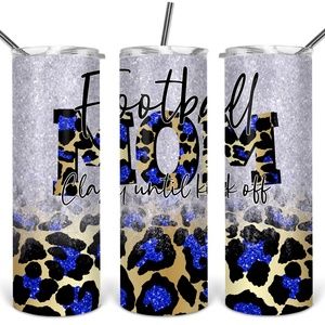 Football mom tumbler- Blue & gold